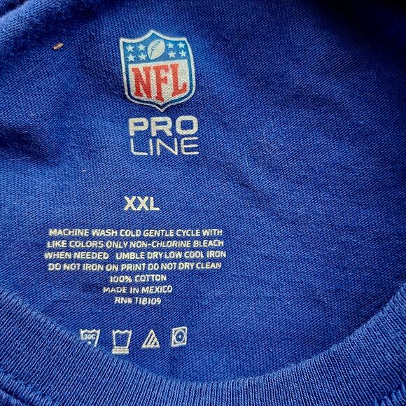 Men’s NY Giants NFL Fanatics Pro Line Logo Football T-Shirt Crowe 79 Blue XXL - Picture 5 of 7